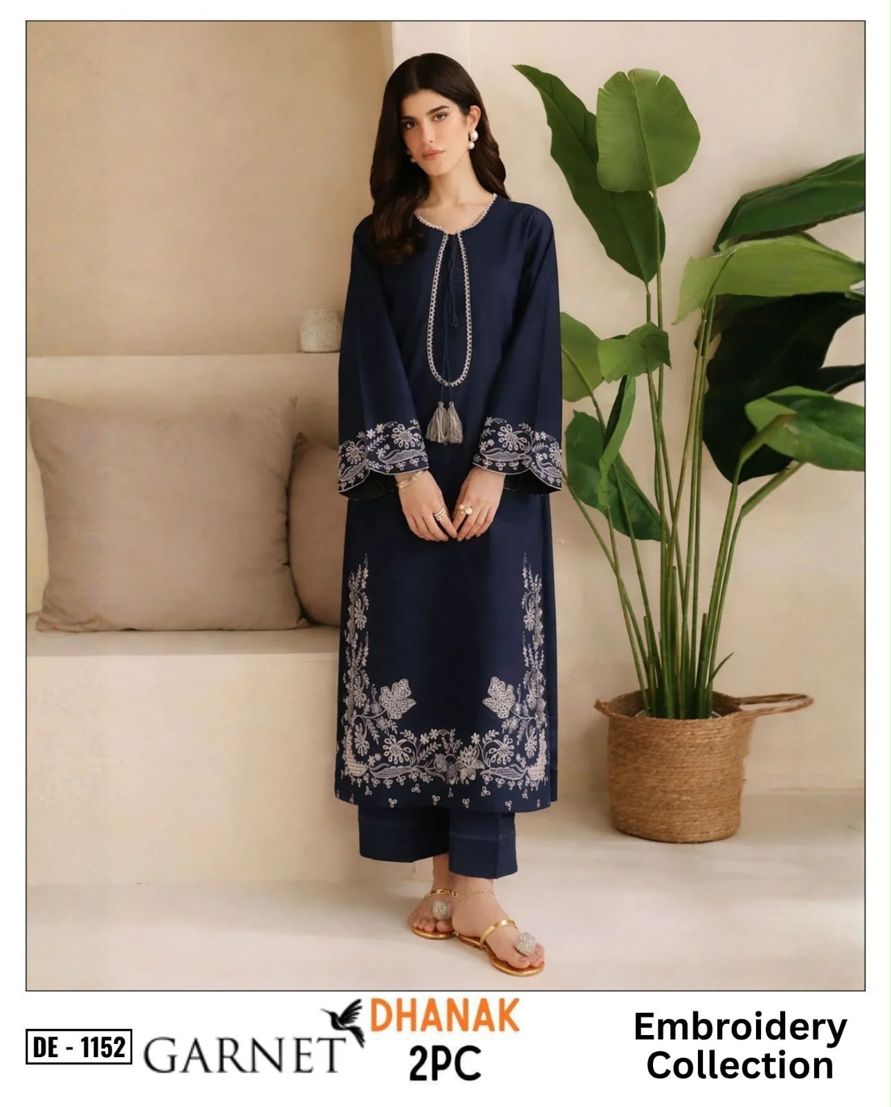 Dhanak embroidered luxury unstitched 2pc suit